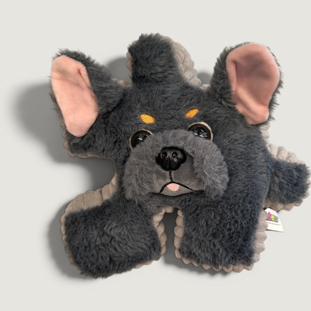 Younique Puzzlers Dog Plush Gray Pink Ears Puzzle Piece Block Toy